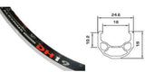 DH19 700x25c RIM-EYELETS 36h A/V MSW BLK 18/24