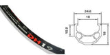 DH19 700x25c RIM-EYELETS 36h A/V MSW BLK 18/24