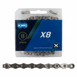 X8 Chain (8sp), Nickel Plated/Dark Silver