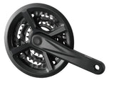 170mm 22/32/44 9sp TRIPLE SQUARE TAPER CRANK BLACK W/CHAINGUARD (124.5BB)
