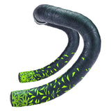 SUPER STICKY KUSH STAR FADE NEON YELLOW HANDLEBAR TAPE W/ BLACK ANODIZED PLUGS