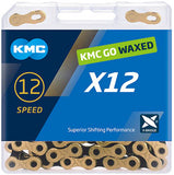 KMC X12 Waxed Chain - 12-Speed, 126 Links, Ti Gold/Black