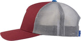 QBP Brand Logo Patch Hat - Maroon/Royal/Gray, Adjustable