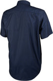 QBP Brand Short Sleeve Chambray Cotton Shirt - Men's, Navy, Medium