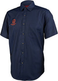 QBP Brand Short Sleeve Chambray Cotton Shirt - Men's, Navy, Medium
