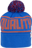 QBP Brand Quality Pom Beanie - Royal Blue/Orange, One Size