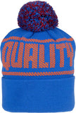 QBP Brand Quality Pom Beanie - Royal Blue/Orange, One Size