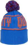 QBP Brand Quality Pom Beanie - Royal Blue/Orange, One Size