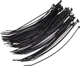 Zip Tie Kit, 8", Black, 100pcs