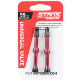 AS0157 55mm ALLOY TUBELESS PRESTA VALVE STEM PAIR RED (d)